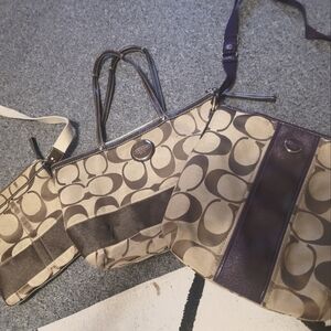 3 PIECE COACH PURSE LOT SMALL. MEDIUM AND LARGE BAGS